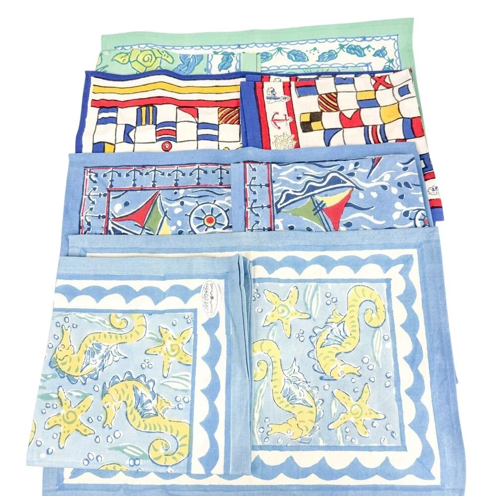 Pomegranate Cotton of Nautical Marine Sailing Placemats and Napkins 4 sets
